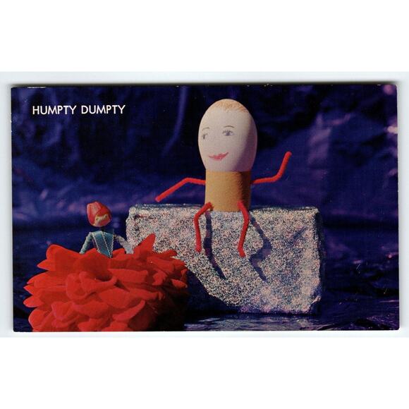 Humpty Dumpty Comical Postcard Egg Man Women Weird Nursery Card Willard Luce - Picture 1 of 2
